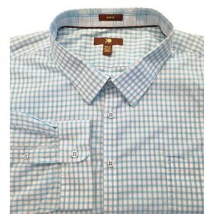 Egara Long Sleeve Button Up Shirt Mens 6XLT Teal Blue Check